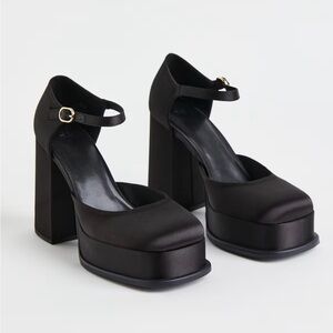 SATIN MARY JANES SHOES WITH THICK HEEL